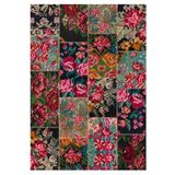 Gloria Td766 Multi Karabağ Patchwork Desen Dokuma Saçaklı Kilim, Multi, 80 x 150