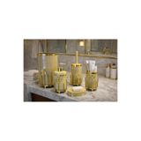 GLORİNDA HOME LÜKS 5 PARÇA GOLD DETAYLI, GOLD RENK AKRİLİK YUVARLAK İŞLEMELİ VE ÇİÇEKLİ SABUNLUK V.B BANYO SETİ