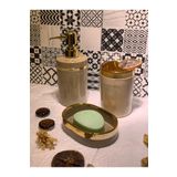 GLORİNDA HOME LÜKS BEJ MERMER DESENLİ RENK 3'LÜ BANYO SETİ