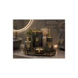 GLORİNDA HOME LÜKS GRİ RENK GOLD DETAYLI VE AKSESUARLI 5'Lİ BANYO SETİ