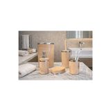 GLORİNDA HOME LÜKS MERMER DESENLİ PEMBE RENK GÜMÜŞ DETAYLI 5'Lİ ŞIK TASARIMIYLA WC/BANYO SETİ