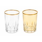 Glorius Glass Iconic Altın Yaldızlı Şeffaf Cam Su Bardağı, 8 cm, 2'li Takım A420805 kahve yanı su bardağı