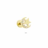 Glorria Ay Yıldız Helix 14 Ayar Altın Piercing