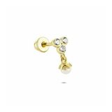 Glorria İnci Üç Taş Helix 14 Ayar Altın Piercing