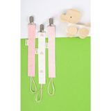 GLORY BABY Emzik Askısı 3'lü Set - Emzik Zinciri - Emzik Tutacağı - %100 Pamuk - Pudra Pembe Desenli