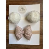 Glory Baby Kız Bebek Fiyonklu & Ponponlu Bandana - Saç Bandı 2'li Set (Handmade)