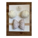 GLORY BABY Kız Bebek Fiyonklu & Ponponlu Bandana - Saç Bandı 2'li Set