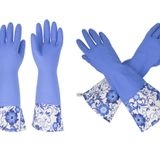 GLOVELY HANDS Lateks Temizlik Eldiveni – Ekstra Uzun Kollu, Kaymaz, Suya Dayanıklı, Pamuksu İç Dokulu, Mutfak & Banyo İçin Tekrar Kullanılabilir Bulaşık Eldiveni – Medium (1 Çift)