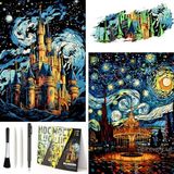 Glow in the dark Scratch Art Gökkuşağı Boyama Kağıdı, 2'li Paket Van Gogh Tarzı Gravür Sanatı Yaratıcı El Sanatları Araçları Seti, Çocuklar ve Yetişkinler için Eğlenceli Sihirli Kendin Yap Eskiz Kartı