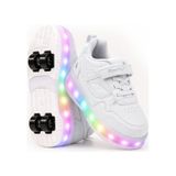 Glow Kız Erkek Çocuk Patenli, Işıklı Rahat Spor Ayakkabı & Sneaker 4 Teker Kaykay Ayakkabı Beyaz