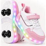 Glow Kız Erkek Çocuk Patenli, Işıklı Rahat Spor Ayakkabı & Sneaker 4 Teker Kaykay Ayakkabı Pembe