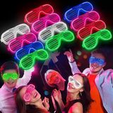 Glow Model 3 Farklı Fonksiyonlu Işıklı Panjur Parti Gözlüğü Karışık Renk 12 Adet (5047)
