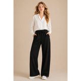 GLOW MUSE Beli Lastikli Bol Paça Kot Pantolon -Siyah