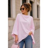 GLOW MUSE Omuzu Düğmeli Yarasa Kol Kimono Panço -Pudra