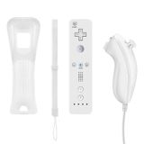GLOWANT Remote Controller and Nunchuck Controller Compatible for Nintendo Wii and Wii U Controller Wii Controller with Silicone Case and Wrist Strap Built-in Motion Plus(White)