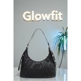 Glowfit Shine Your Shape Kadın Siyah Kapitone Desenli Baget Omuz Çantası, Günlük Kullanıma Uygun El ve Omuz Çantası
