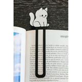 Glowify Prime Glowify Prime Sevimli Oturan Kedi Şeklinde Kitap Ayracı - Tatlı Kedi Kitap Ayracı Beyaz/Siyah Kedi