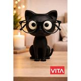 Glowify Prime Glowify Prime Sevimli Siyah Kedi Gözlük Standı Dekoratif Gözlük Tutucu Masaüstü Gözlük Standı Hediye Organizer Çok Renkli