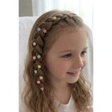 GLOWILLA 12'li Renkli Çiçekli Zirkon Taşlı Kız Çocuk Saç Boncuğu (Toka) Seti - Pastel Tonlar