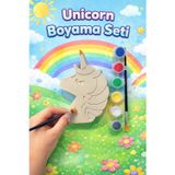 Glowria Çocuklar Için Tekli Unicorn Taş Boyama Seti | Çocuk Ekransız Aktivite | 6'lı Boya + 1 Adet Fırça