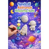 Glowria Çocuklar İçin Uzay Temalı Taş Boyama Seti | Çocuk Ekransız Aktivite | 6'lı boya + 1 adet fırça