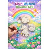 Glowria Kız Çocuklar Için Unicorn Temalı Taş Boyama Seti | Çocuk Ekransız Aktivite | 6lı Boya + 1 Adet Fırça