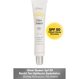 Glowy Glow Queen SPF50+ Renkli Güneş Kremi Ton Eşitleyici Leke Karşıtı Yüz Kremi 40ml