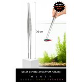 GLOZY Premium Seri Hassas İşler İçin 30 cm Paslanmaz Çelik Akvaryum Bitki Dikim Cımbızı Uzun Erişim Maşası