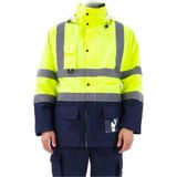 Glp Oxford 5+1 Reflektörlü Içi Çıkmalı Kışlık Parka Mont Sarı Lacivert ve Turuncu Lacivert - Sarı - Lacivert - XL