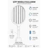 GLR LTD-718 Dijital Ekranlı Elektrikli Sinek Raketi | 1200mAh Şarj Edilebilir 2'si 1 Arada Sivrisinek Öldürücü ve UV Işıklı Sineksavar Lamba, Type-C Hızlı Şarjlı Ultra Güvenli Haşere Tuzağı