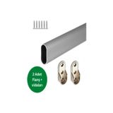 Glr Shop Oval Alüminyum 80 Cm Dolap Içi Askı Borusu 2 Adet Plastik Flanş Ve Vidaları