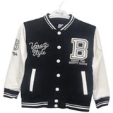 Glrb Deros Siyah 2ip Varsıty Style Baskılı Unisex Çocuk Kolej Ceket 1007172-S - 12 Yaş