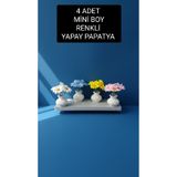 GLRHOME 4 Adet el yapımı mini boy taş vazoda yapay papatya 4 renkli 4'er dallı yapay papatya beyaz , sarı , pembe , mavi yapay papatya 8 x 5cm