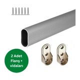 Glrshop Alüminyum Dolap Içi Askı Borusu+2 Adet Flanş+Vidaları - 60