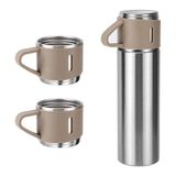Glryz 6007 Kupa Bardaklı Paslanmaz Çelik Termos Seti 500 ml - Kahverengi