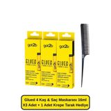 Glued 4 Kaş & Saç Maskarası 16 ML X3 Adet + 1 Adet Krepe Tarak Hediye