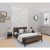 GM 305 MODERN ÇİFT KİŞİLİK AHŞAP METAL SİYAH CEVİZ KARYOLA 140X190 - 140 x 190 cm - Renkli