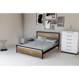 GM 305 MODERN ÇİFT KİŞİLİK AHŞAP METAL SİYAH CEVİZ KARYOLA 160X200 - 160 x 200 cm - Renkli