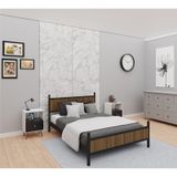 Gm 305 Modern Çift Kişilik Ahşap Metal Siyah Ceviz Karyola 160X200