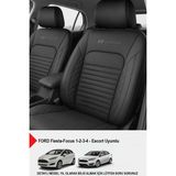 Gm Design Istanbul Serisi Deri Oto Koltuk Kılıfı (Ford Focus-Fiesta-Escort Uyumlu) - Siyah