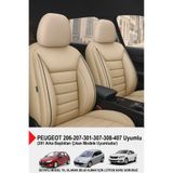 GM-DESIGN Jet Bej Deri Oto Koltuk Kılıfı-(PEUGEOT 206-207-208-306-307-407- Uyumlu)