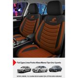 Gm Design Panther Serisi Keten Kumaş Oto Koltuk Kılıfı (Fiat Egea-Linea-Punto-Albea-Marea-Tipo-Uno Uyumlu) - Taba