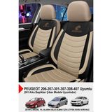 Gm Design Panther Serisi Keten Kumaş Oto Koltuk Kılıfı (Peugeot 206-207-208-306-307-407- Uyumlu) - Bej