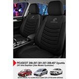Gm Design Panther Serisi Keten Kumaş Oto Koltuk Kılıfı (Peugeot 206-207-208-306-307-407- Uyumlu) - Siyah