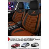 Gm Design Panther Serisi Keten Kumaş Oto Koltuk Kılıfı (Peugeot 206-207-208-306-307-407- Uyumlu) - Taba