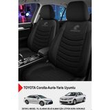 Gm Design Panther Serisi Keten Kumaş Oto Koltuk Kılıfı (Toyota Corolla-Auris-Yaris Uyumlu) - Siyah
