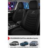 Gm Design Panther Serisi Keten Kumaş Oto Koltuk Kılıfı-(Volkswagen Bora-Golf-Jetta-Polo Uyumlu) - Siyah