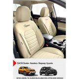 Gm Design Premium Serisi Lüks Keten Oto Koltuk Kılıfı (Dacia Sandero-Stepway-Duster Uyumlu) - Bej