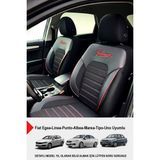 Gm Design Premium Serisi Lüks Keten Oto Koltuk Kılıfı (Fiat Egea-Linea-Punto-Albea-Marea-Tipo-Uno Uyumlu) - Siyah