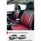Gm Design Premium Serisi Lüks Keten Oto Koltuk Kılıfı (Ford Focus-Fiesta Uyumlu) - Bordo